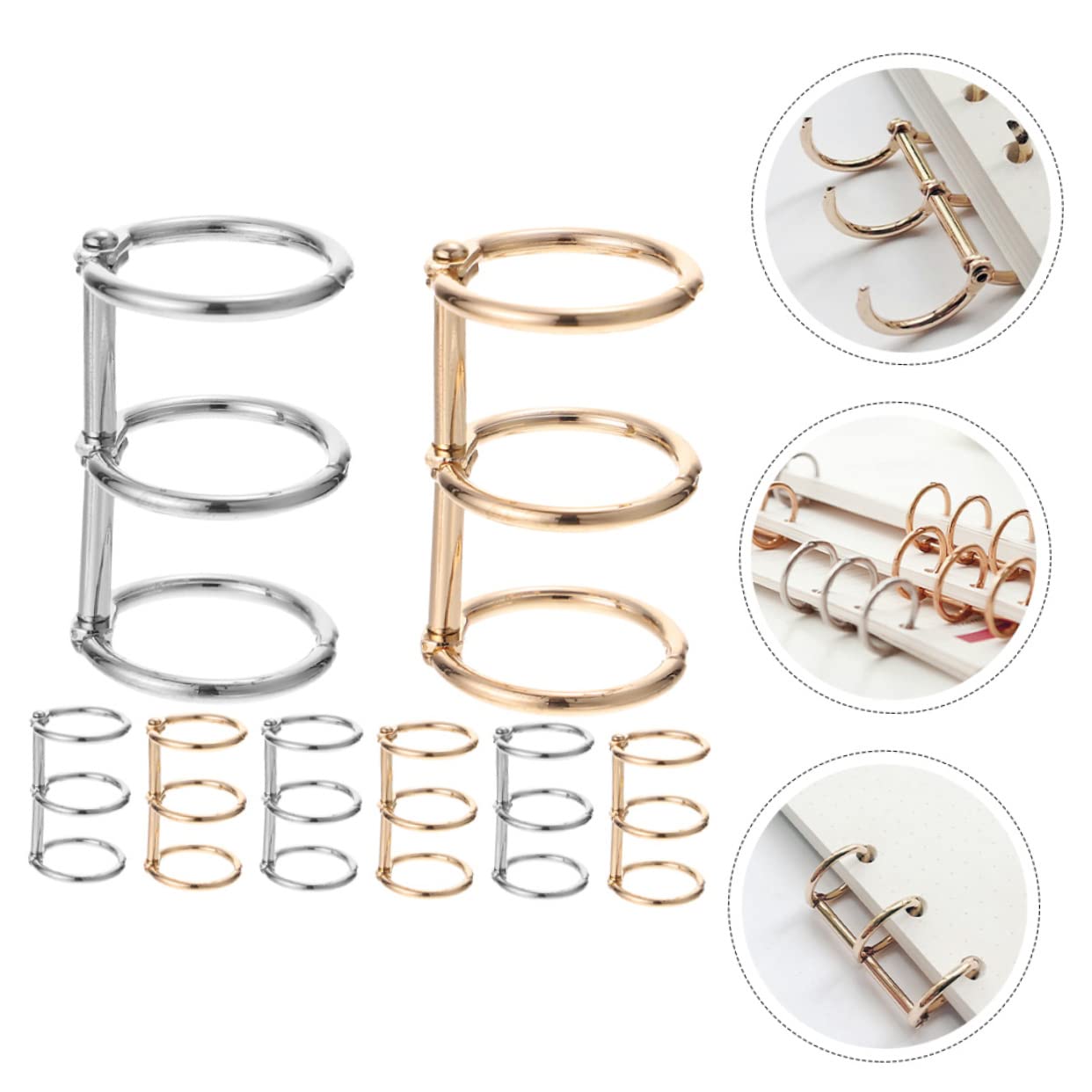 ARTIBETTER 4 Set Strumento Ad Anello A Foglia Libera Anelli Raccoglitori A Fogli Mobili Anelli Di Foglie Sciolte Anelli Per Carta Chiave Raccoglitore Lega 8 Pezzi*4