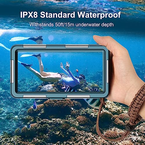 Professional Waterproof Diving Case for Snorkeling, 15M/50FT Underwater Photo & Video Protective Housing Lanyard for iPhone 17/16/15/14/13-11Pro Max/Samsung S25/S24/S23/S22/S21Ultra/Plus Teal-Blue by MRUOZRUI - Image 3