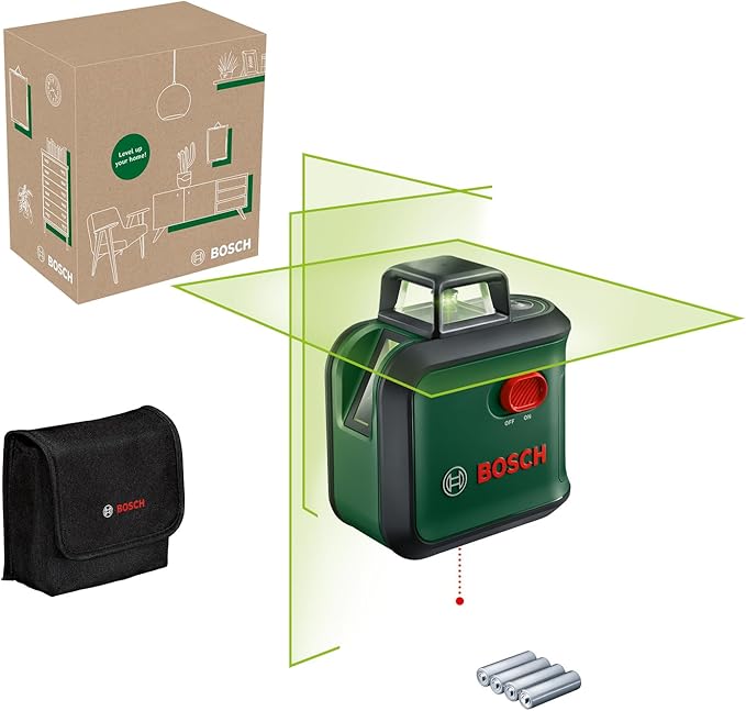 Bosch nivel láser de líneas cruzadas AdvancedLevel 360 (3 líneas de láser, incl. 360° para la alineación por toda la estancia, en caja para e-commerce)