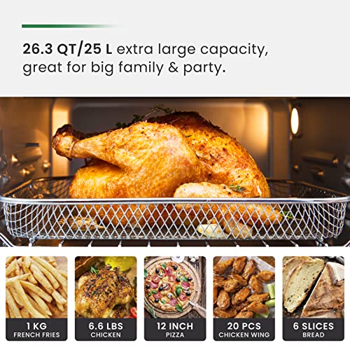 Val Cucine 26.3 Qt/25 L Extra-Large Smart Air Fryer Toaster Oven, 10-In-1 Convection Countertop Oven Combination, Black Matte Stainless Steel, Quartz Infared Heating Element #TOP2