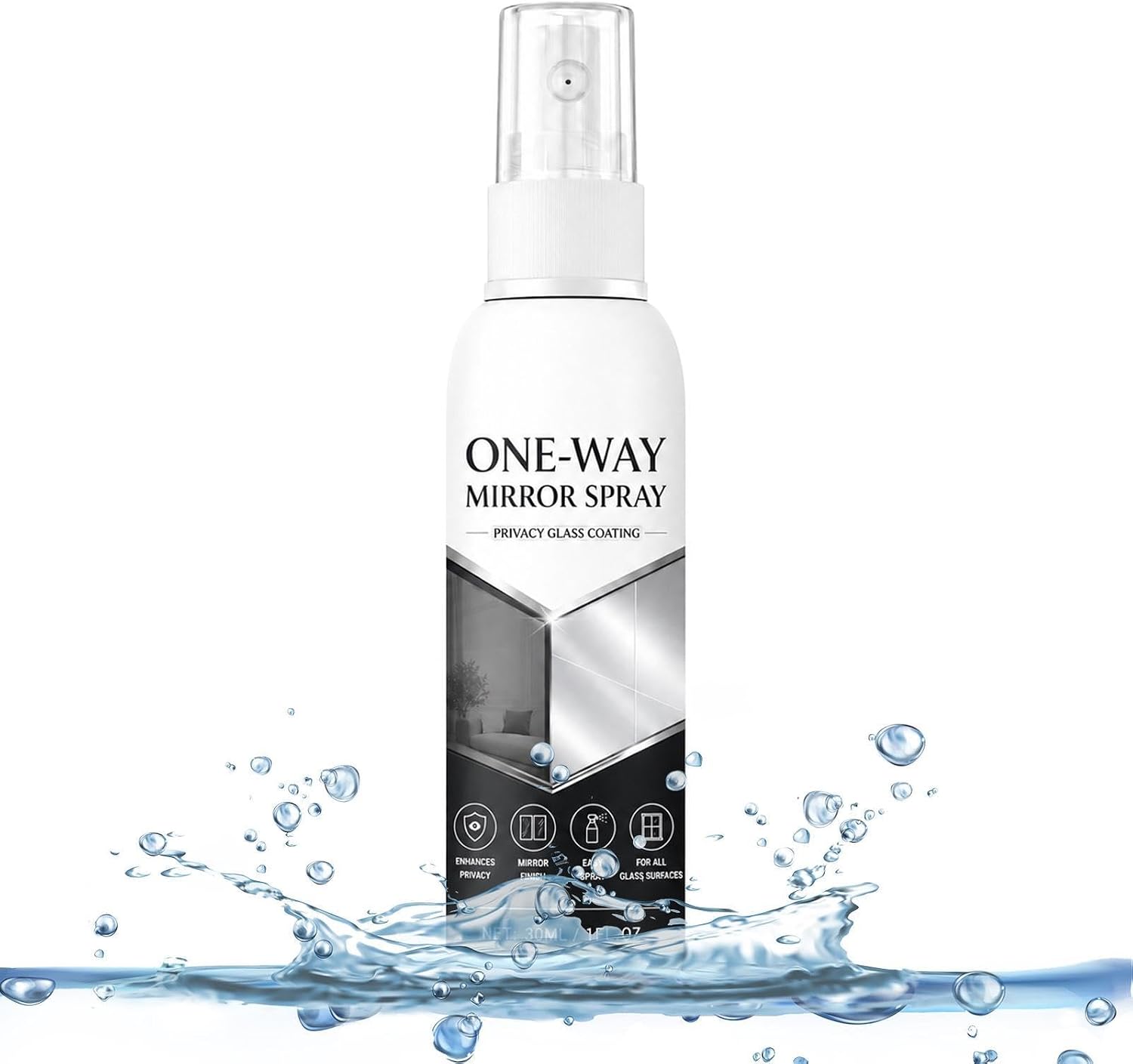 Window Frosting Spray, Reflective Coating Mist, Privacy Glass Door Spray | 30ML Reflective Coating Mist, 3x10cm, Window Frosting Spray, Privacy Spray, for Bedroom Sliding Door Office