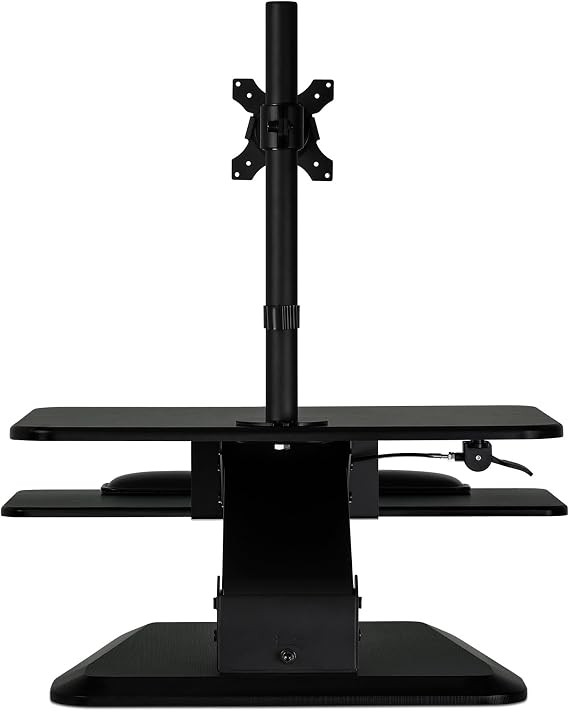 Mount-It! Standing Desk Converter with Monitor Mount | Height Adjustable Workstation with Keyboard Tray, Ergonomic, Free Standing, Easy Installation, Black