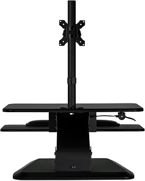 Mount-It! Standing Desk Converter with Monitor Mount | Height Adjustable Workstation with Keyboard Tray, Ergonomic, Free Standing, Easy Installation, Black