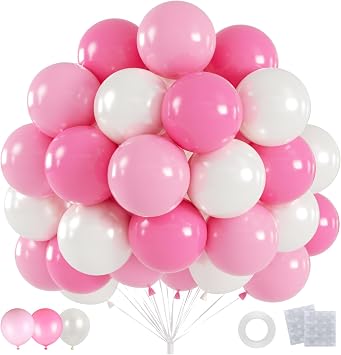 60pcs Pink and Pearl White Balloons Kit, 12 Inch Pastel Pink Balloons