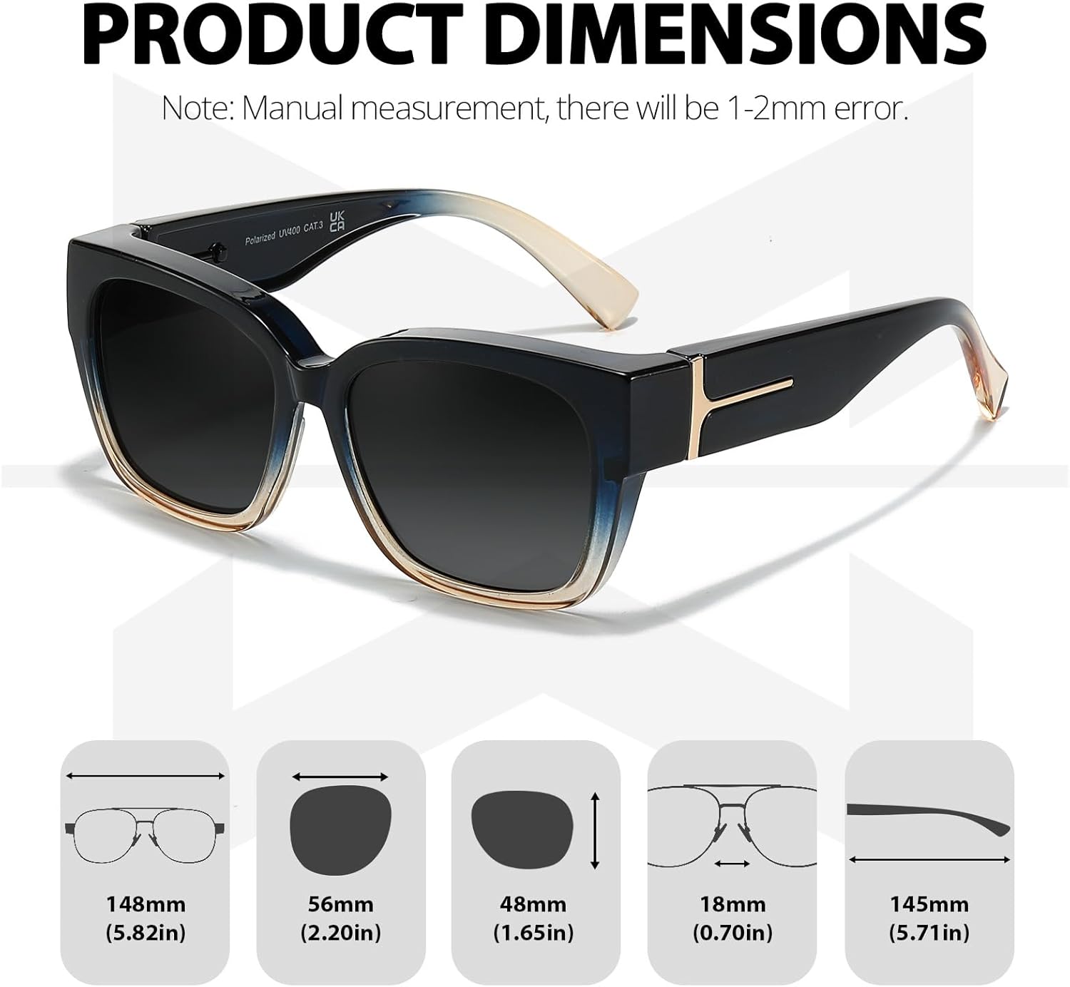 Myiaur Fit Over Glasses Sunglasses for Women, Trendy Oversized Polarized Wear Over Sun Glasses with UV400 Protection（2 Pack） - Image 4