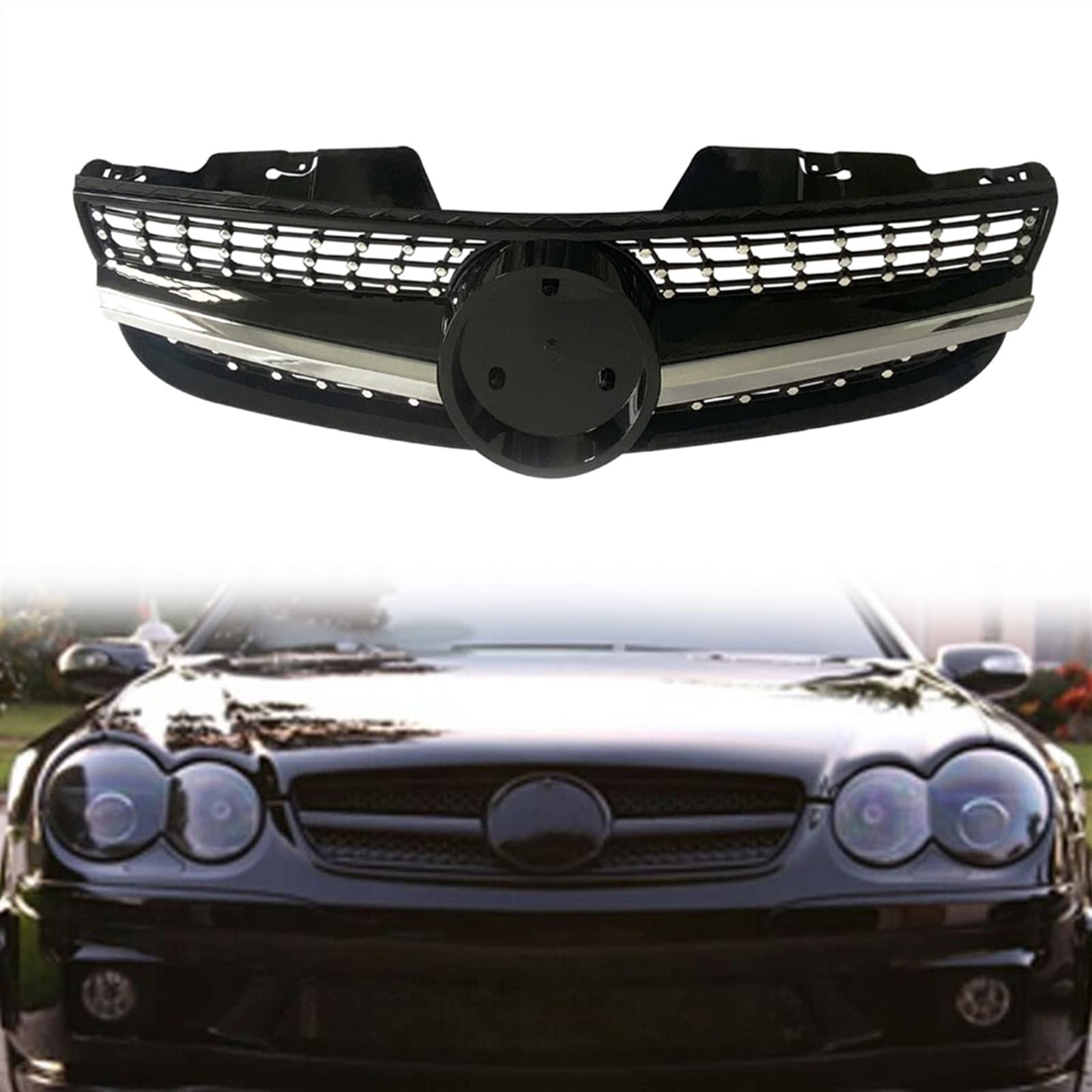Grille de calandre avant R230 SL 500 550 600 pare-chocs supérieur diamant argenté 2007-2009