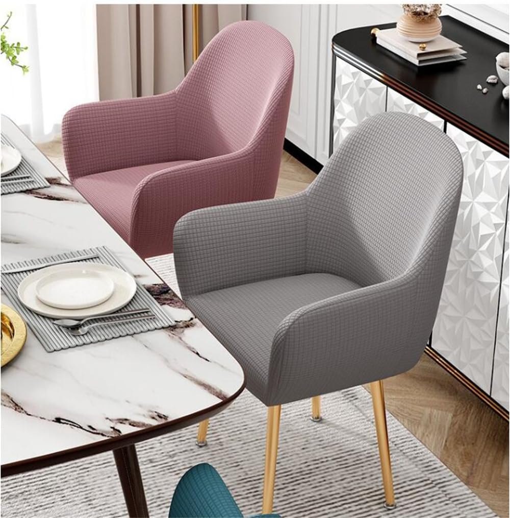 Highdi Einfarbig Jacquard Stuhlhussen mit Armlehne Stretch Stuhlbezug Esszimmerstühle Bezug Sesselbezug Abnehmbare Waschbar Universal für Esszimmer Hotel Bankett Deko (6er Set,Grün)