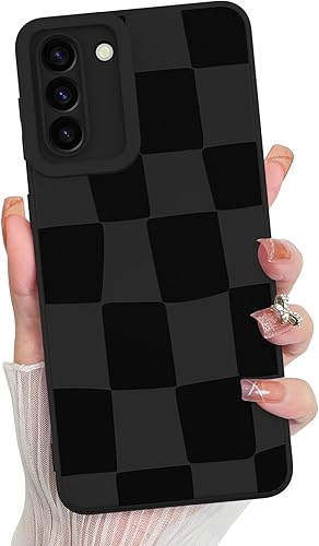 KANGHAR Funda compatible con Samsung Galaxy S21 Plus, bonito patrón de silicona a cuadros, protección de cámara, funda suave y delgada para niñas y