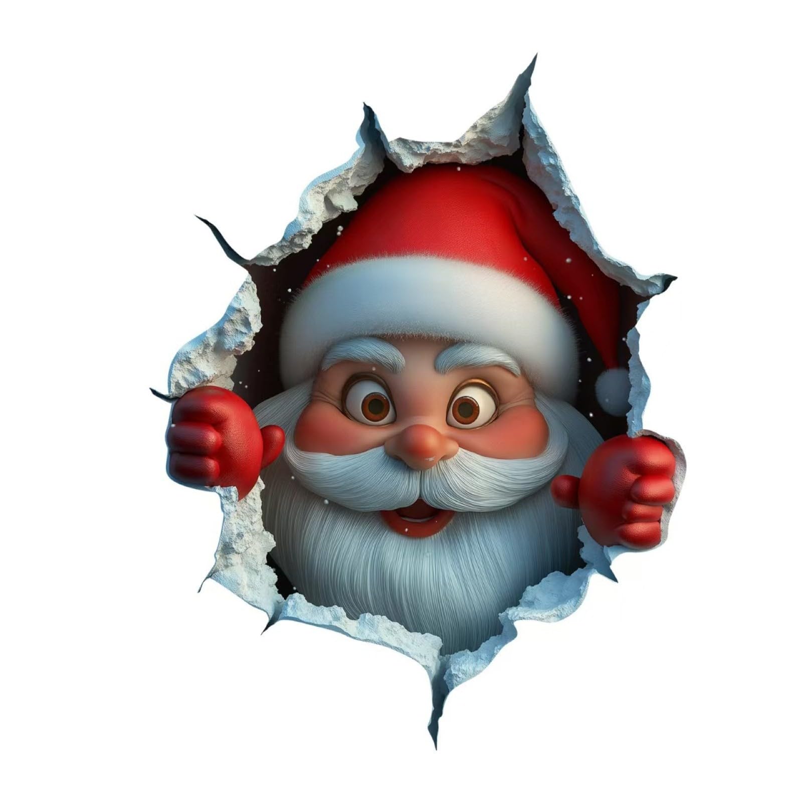 Christmas Cute Santa Claus Wall Breaking Effect Wall Stickers-Toilet Self Adhesive Stickers