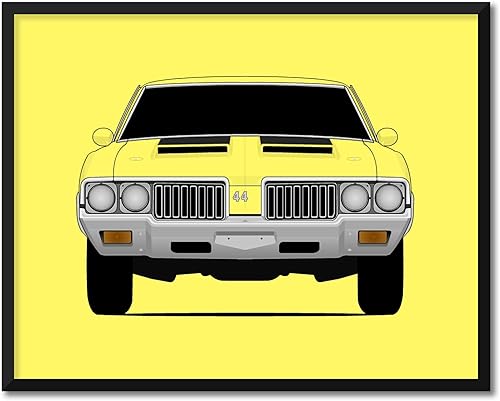 CUSTOMIZABLE COLOR: Custom Car Posters Handmade Poster compatible with Oldsmobile 442 W30 (1969-1972) Print Wall Art Décor - 8x10" Metallic Print
