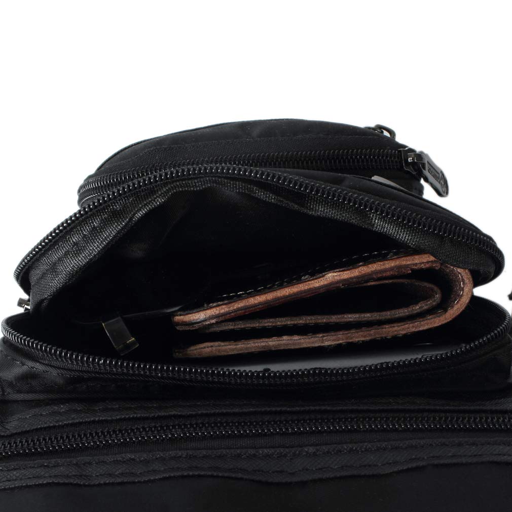 xieben Sac de Sport en Nylon pour Homme avec bandoulière Noir
