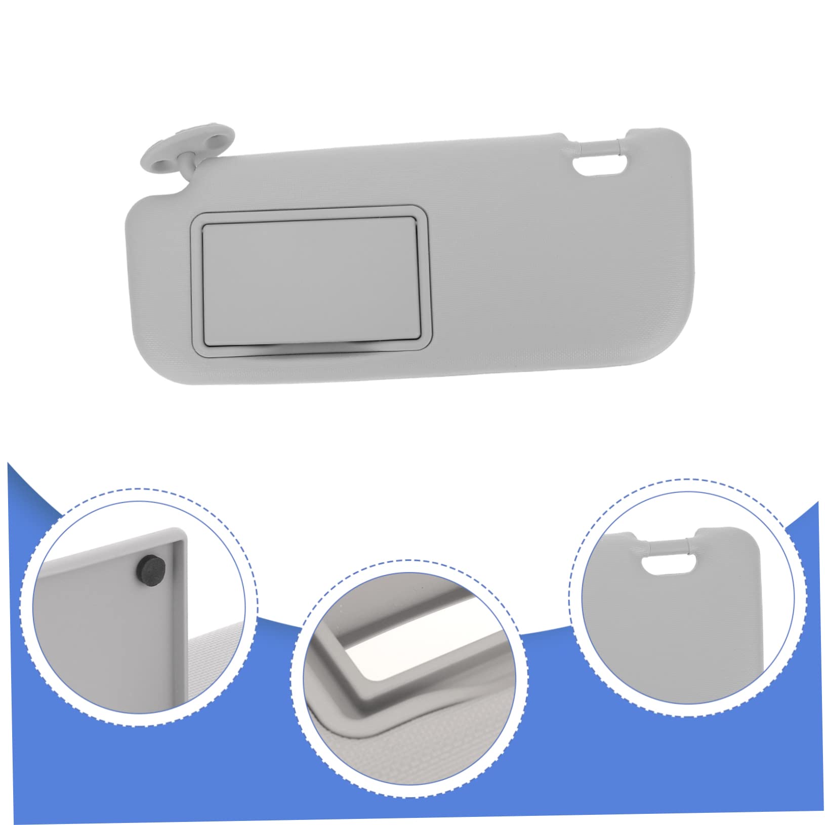 Amosfun specchietto di cortesia con visiera parasole ombrelloni per auto aletta parasole lato guida auto automatico lato sinistro visiera laterale AbS Grey