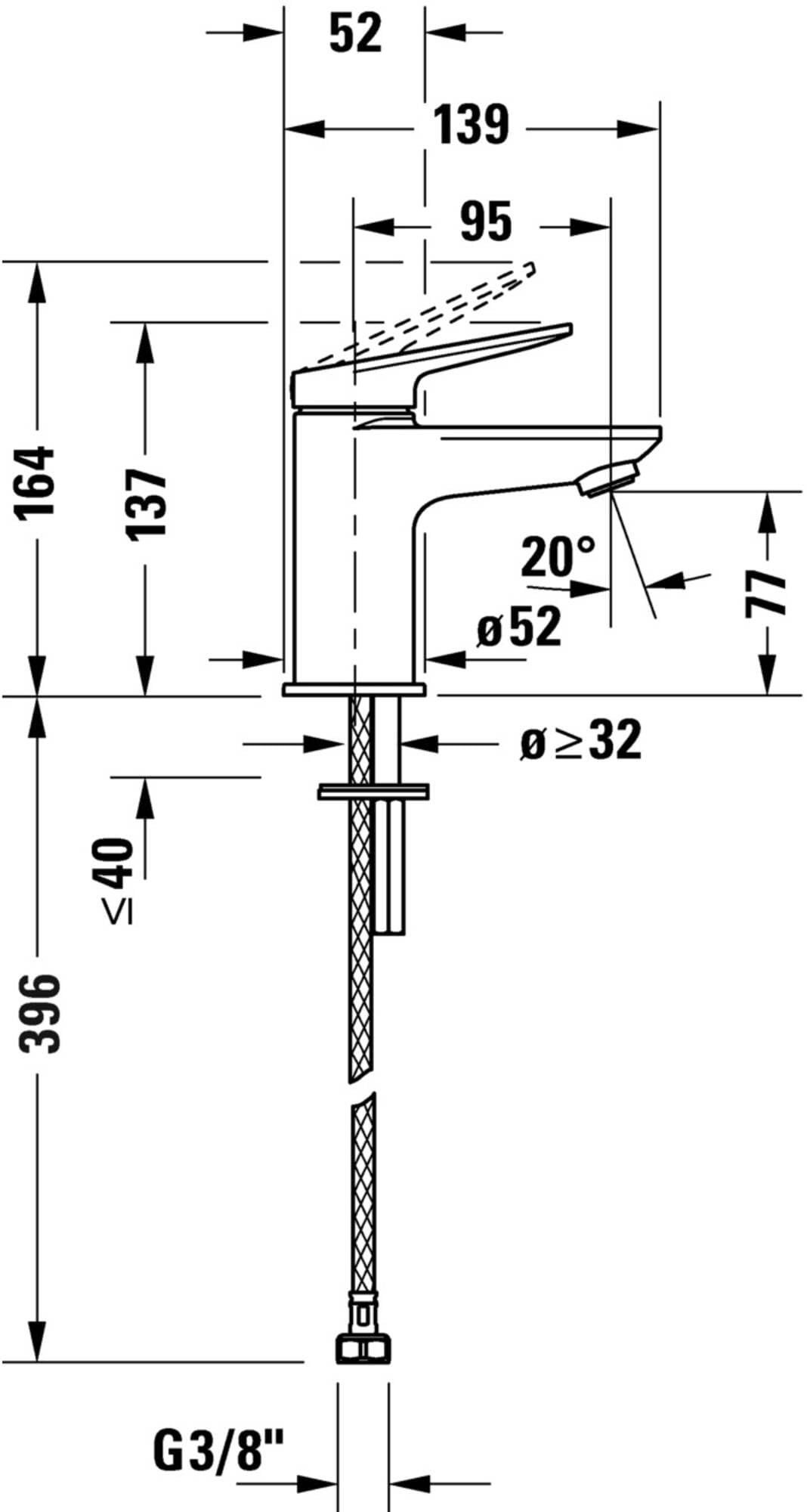 Duravit WA1010002070 - Rubinetto per lavabo, in acciaio INOX spazzolato