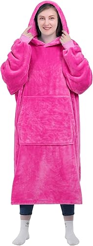 Kpblis Manta con capucha para mujeres y hombres, sudadera con capucha de gran tamaño, manta de lana gigante cálida y acogedora, de vellón, con