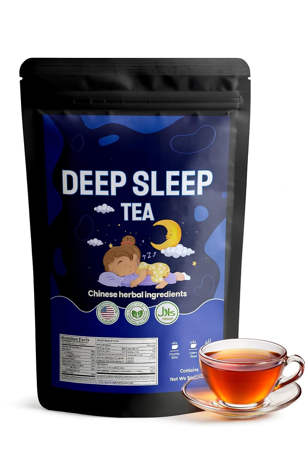 Deep Sleep Tea – Caffeine Free – Bedtime Herbal Tea for Relaxation & Stress Relief with Mulberry, Wild Jujube, Chinese Herbs – Natural Sleep Aid with no Melatonin – 20 Relaxing Tea Bags