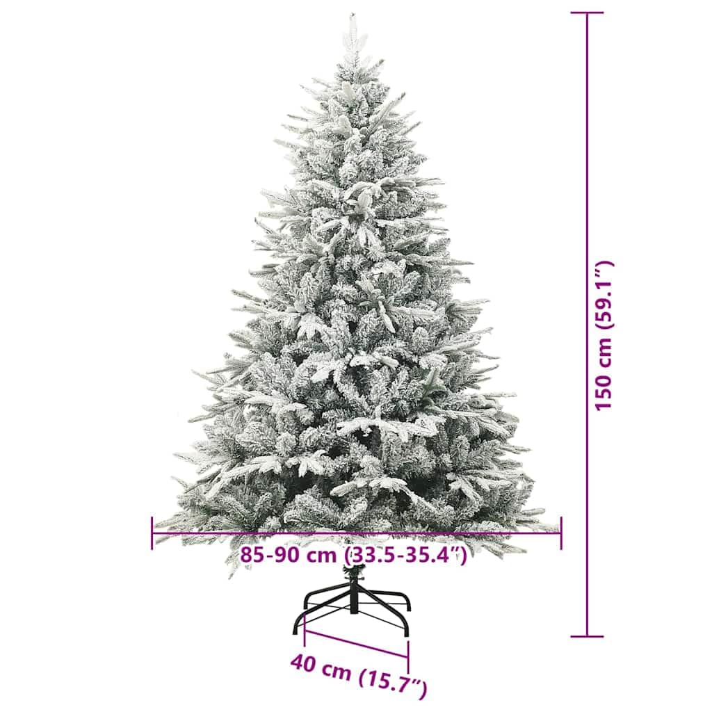 Árbol de Navidad artificial verde con cadena de luces LED, 150 ledes, 587 ramas de PVC y PE, soporte de metal, 40 x 40 cm, 61 bolas, alimentación USB