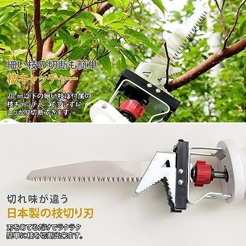 山善(YAMAZEN) 高枝ガーデンポールソー AC電源 着脱式伸縮延長ポール付 【日本製刃仕様】 延長コード10m付き 高枝ばさみ ヘッジトリマー 高枝チェーンソー 剪定 枝切 竹切 剪定トリマー 枝切り 生垣 電動 ポールソー PS-3000 5枚目