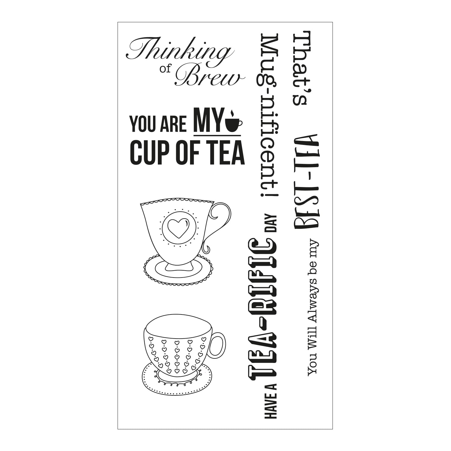 Sizzix Clear Stamps Set 7PK - Tea-rific by Jennifer Ogborn