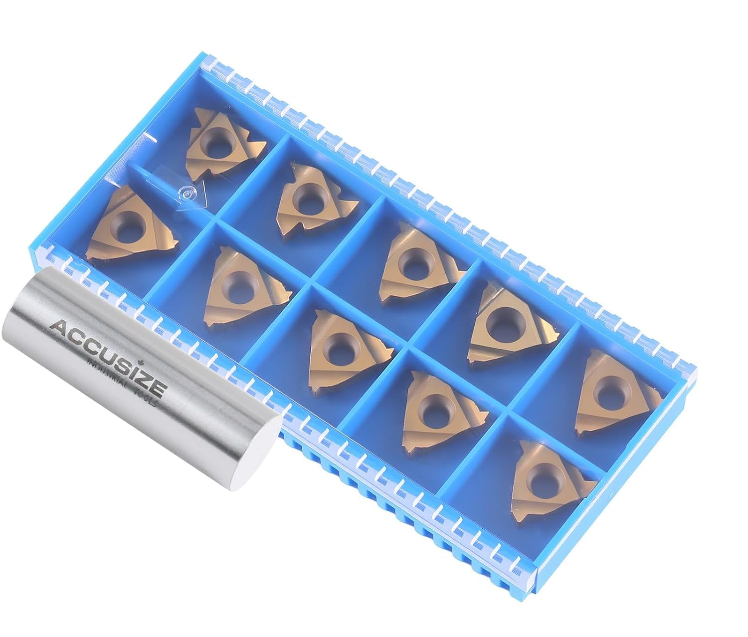 Accusize Industrial Tools Carbide Internal Threading Inserts, TiN-Coated, 10pcs, Full: 8, 12, 14, 16, 18, 20 & 24 TPI; Partial: A60, AG60, G60, 6128-0288