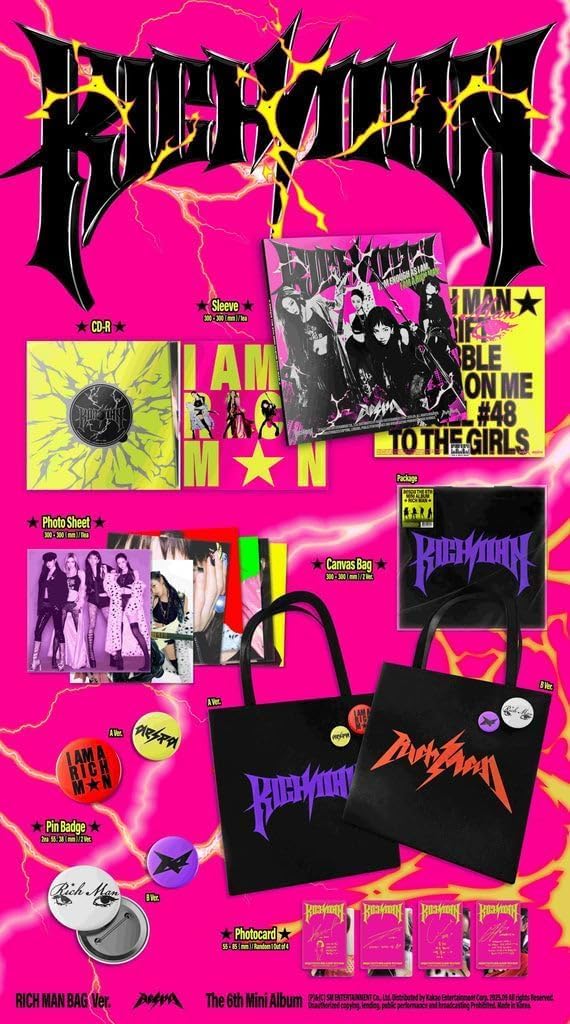 aespa Rich Man [RICH MAN BAG ver.] 6th Mini Album (2 ver. SET) + Extra photocards
