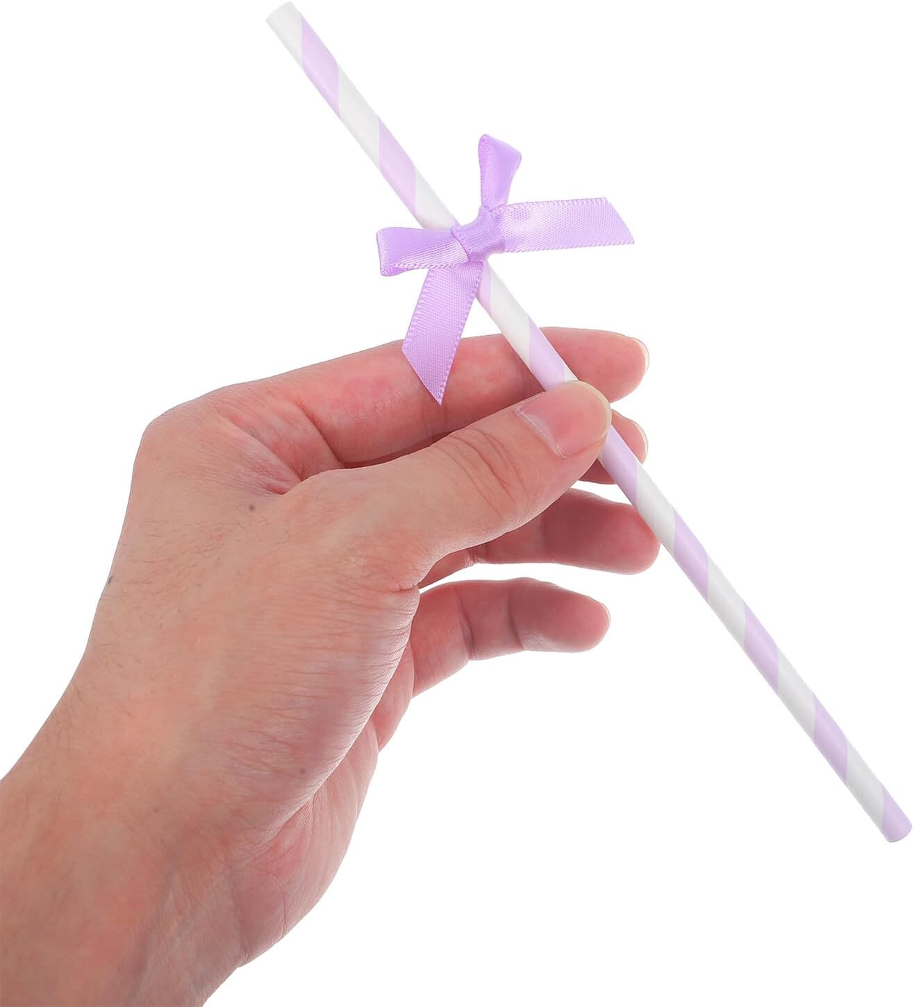Veemoon 60pcs Purple Bow Tie Paper Straws Disposable Straight Drinking Straws for Birthday Cake Decoration Hawaiian Party Supplies