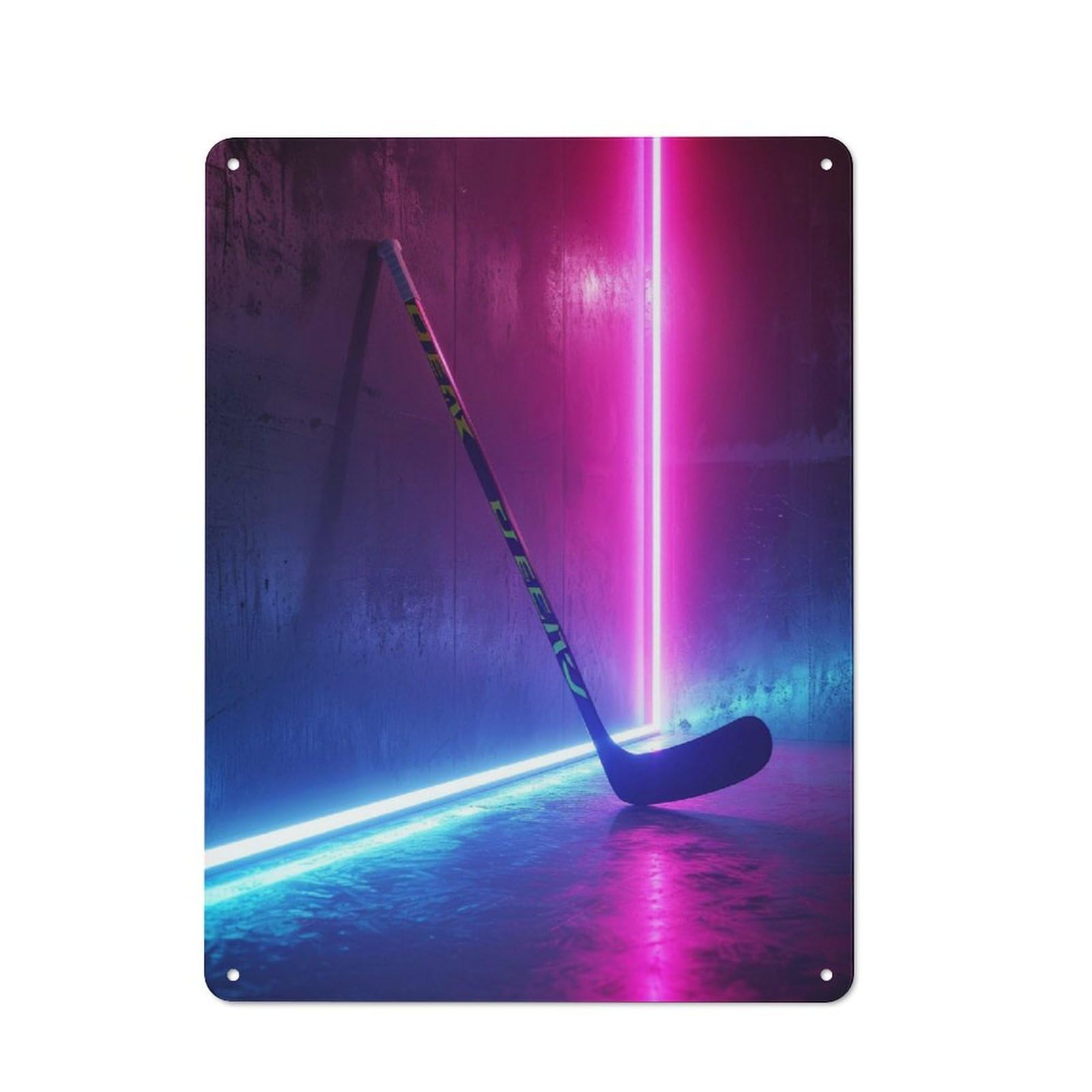Junmoney Sport Neon Hockey Stick Vintage Tin Sign 40X30cm With For Man Cave Or Games Room, Suited To Wall Displays In Games Rooms And Man Caves