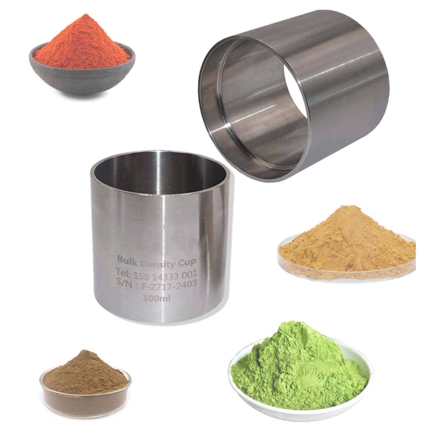 Densimetro impilabile naturale, tester di densità della polvere in acciaio inossidabile, misurazione accurata, per analisi dei materiali di laboratorio e industriale
