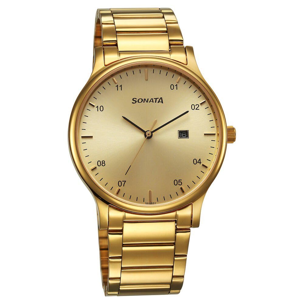 Sonata Light Champagne Dial Analog Watch for Men -77105YM03 (B0C5N1ZQ24) Amazon Price History, Amazon Price Tracker