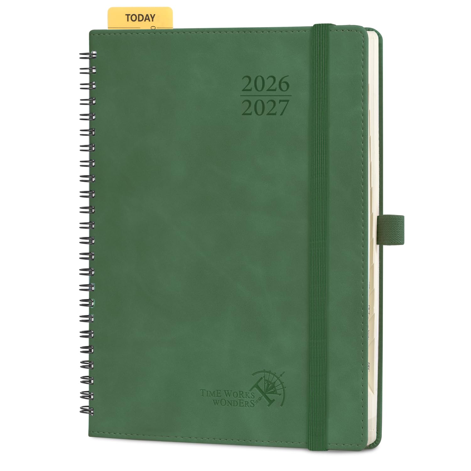 POPRUN Academic 2026-2027 Diary A5 Week to View Spiral Bound Soft Cover 22 x 16.5 cm - 26/27 Mid Year Weekly Planner & Notebook in One, Monthly Tab(Mint Green)