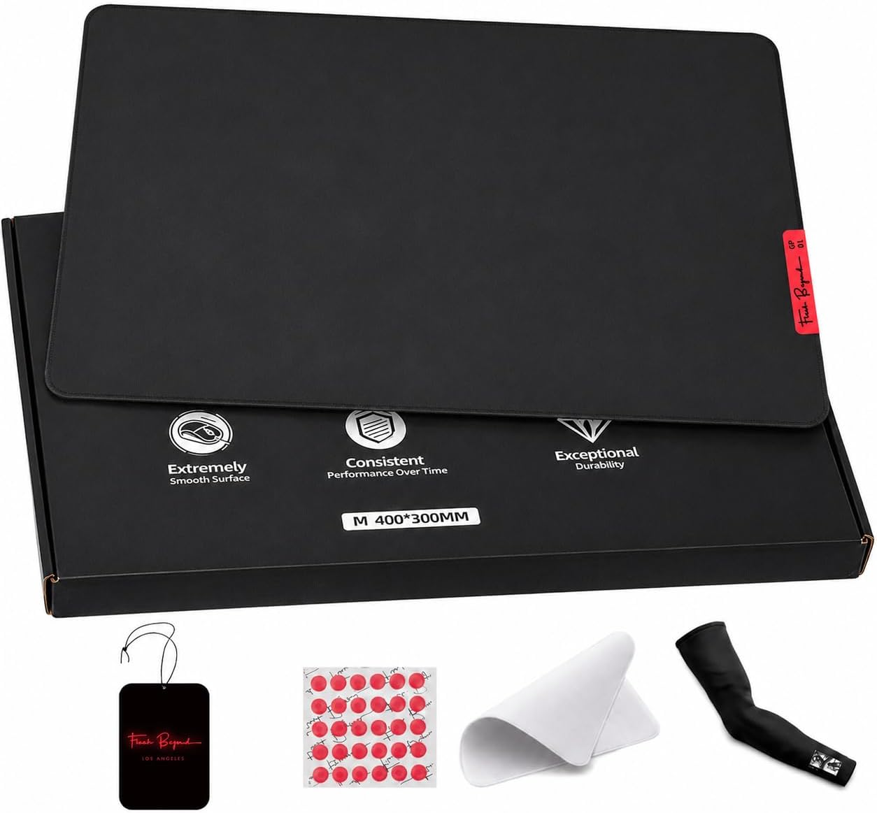 Flash Beyond Glass Gaming Mouse Pad - Premium Glass Pad with Anti-Slip Rubber Base - Smooth, Precise Tracking, Surface for High-Speed Gaming, Ideal for FPS Players (Black, Middle-15.7L x 11.8W inches)
