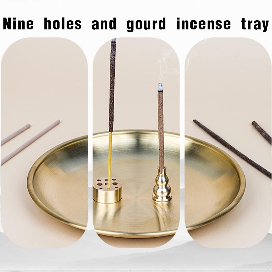 Baton SLKIJDHFB Porte-encens 3 En 1, Bru00fbleur D'encens En Laiton Avec Attrape Porte Encens