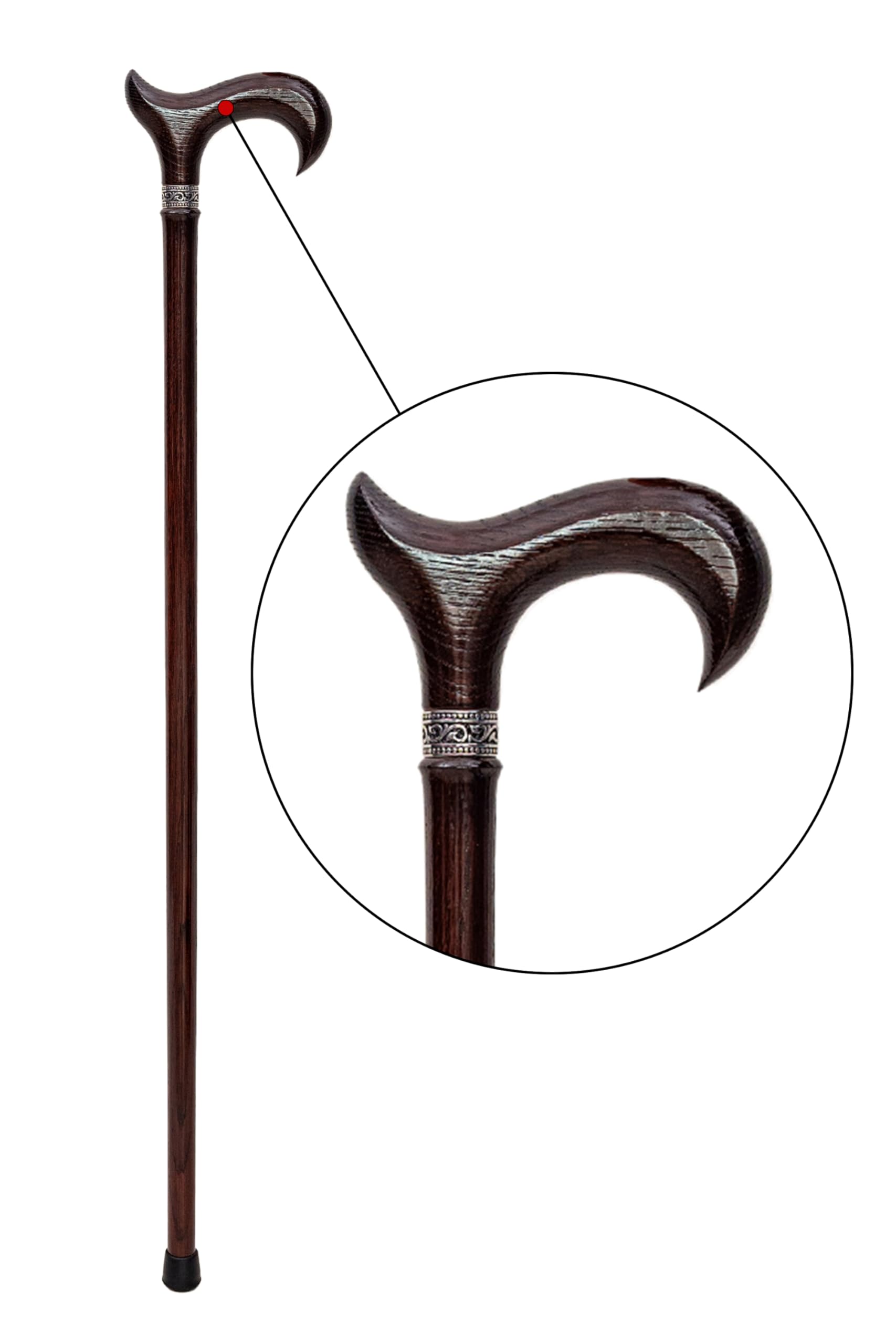 Dr. Watson Prestige Derby Walking Stick – Handcrafted Oak Wood Cane with Incrusted Stainless Steel Collar