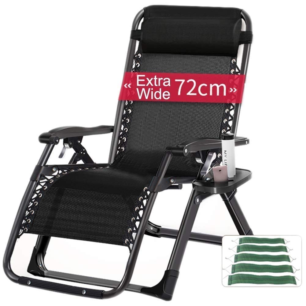 Chaise zero gravity pliable et inclinable pour camping et jardin sans coussin