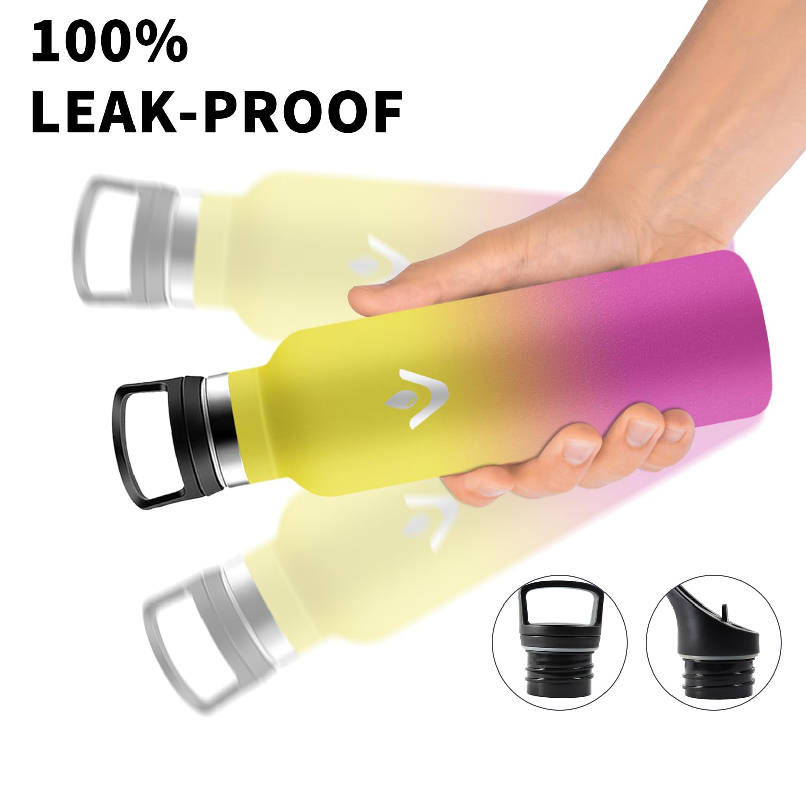Grsta Borraccia Termica, Senza Perdite Borraccia 500ml, Senza BPA Bottiglia Termica, Riutilizzabile Borracce Acciaio Inox, Borracce Termiche con Cannuccia per Ufficio, Ciclismo, Corsa