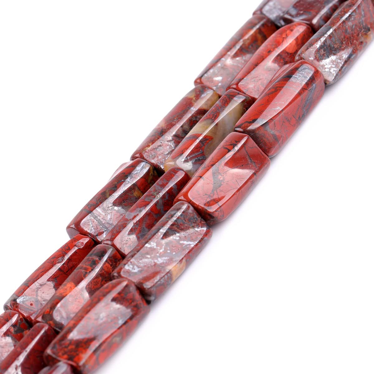 Natural Red Flowe Agate Gemstone 9x20mm Twisted Column Loose Beads for Jewellery Making DIY Bracelet Necklace Crafts 15'' - Image 3