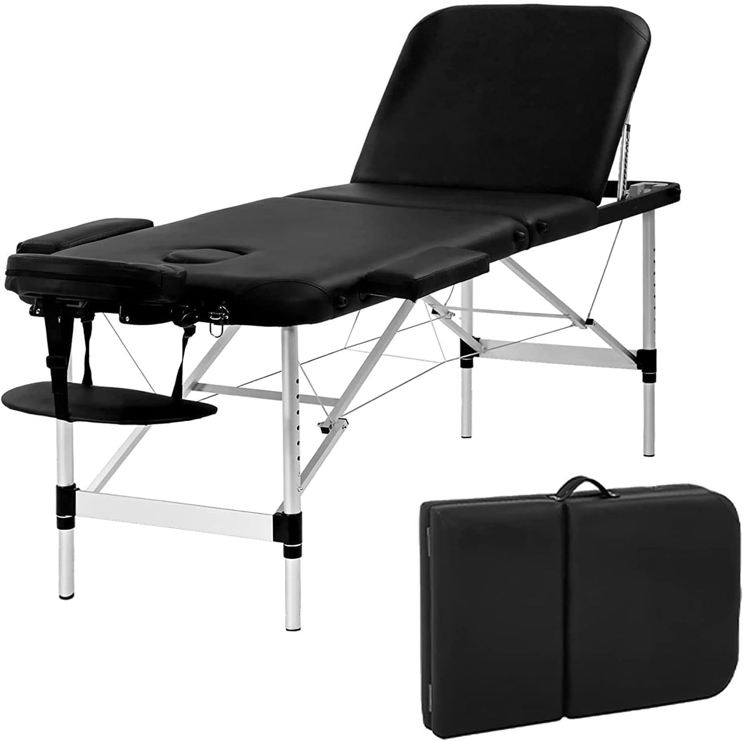 BestMassage Portable Massage 3 Folding 83”Lx32”W Height Adjustable Spa Salon Bed with 450 lbs Working Weight W/Face Cradle Carry Case,Black : Beauty & Personal Care