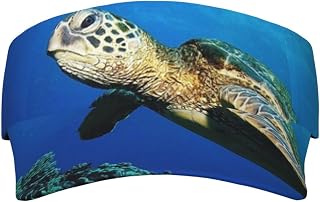 Submarine Turtle Under The Sea Printed Visor Hats for Women Adjustable Sun Protection Visor for Golf Tennis Running Summer Beach Black, Black, One Size, Black, One Size