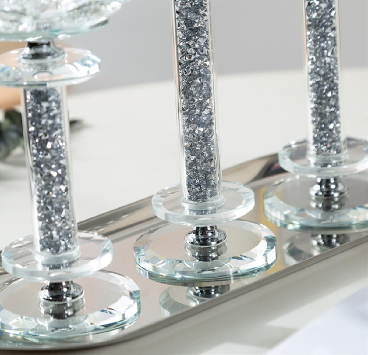Kerzenständer-Set aus Glas, 3-teilig, Kristall