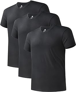 Men's Undershirts Micro Modal Ultra Soft T-Shirts Stretch Moisture-Wicking Crewneck/V-Neck Tees for Men, 3-Pack