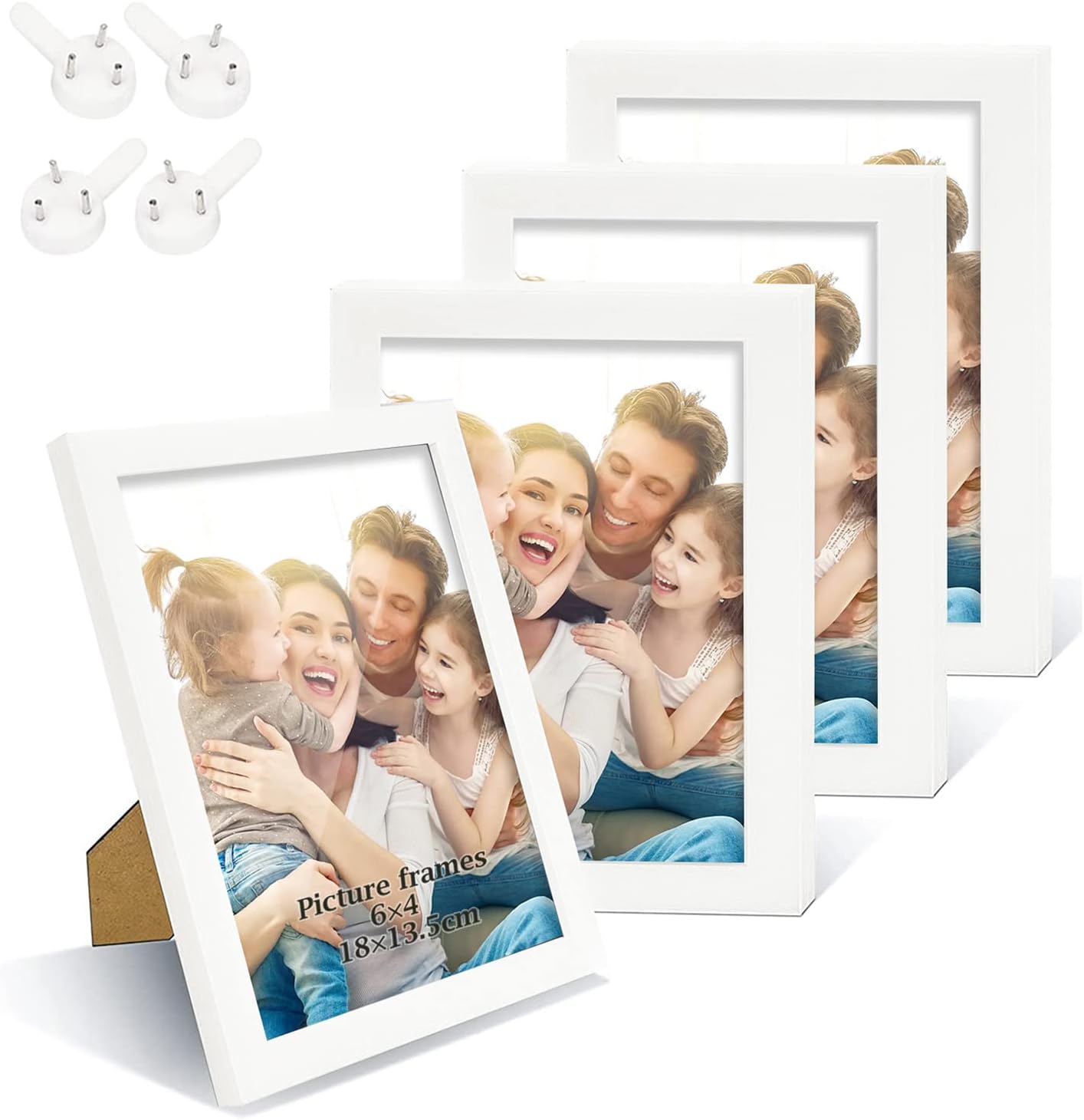 XHDA 4 Pack White 6x4 Photo Frames with Mount, White Picture Frames 6x4