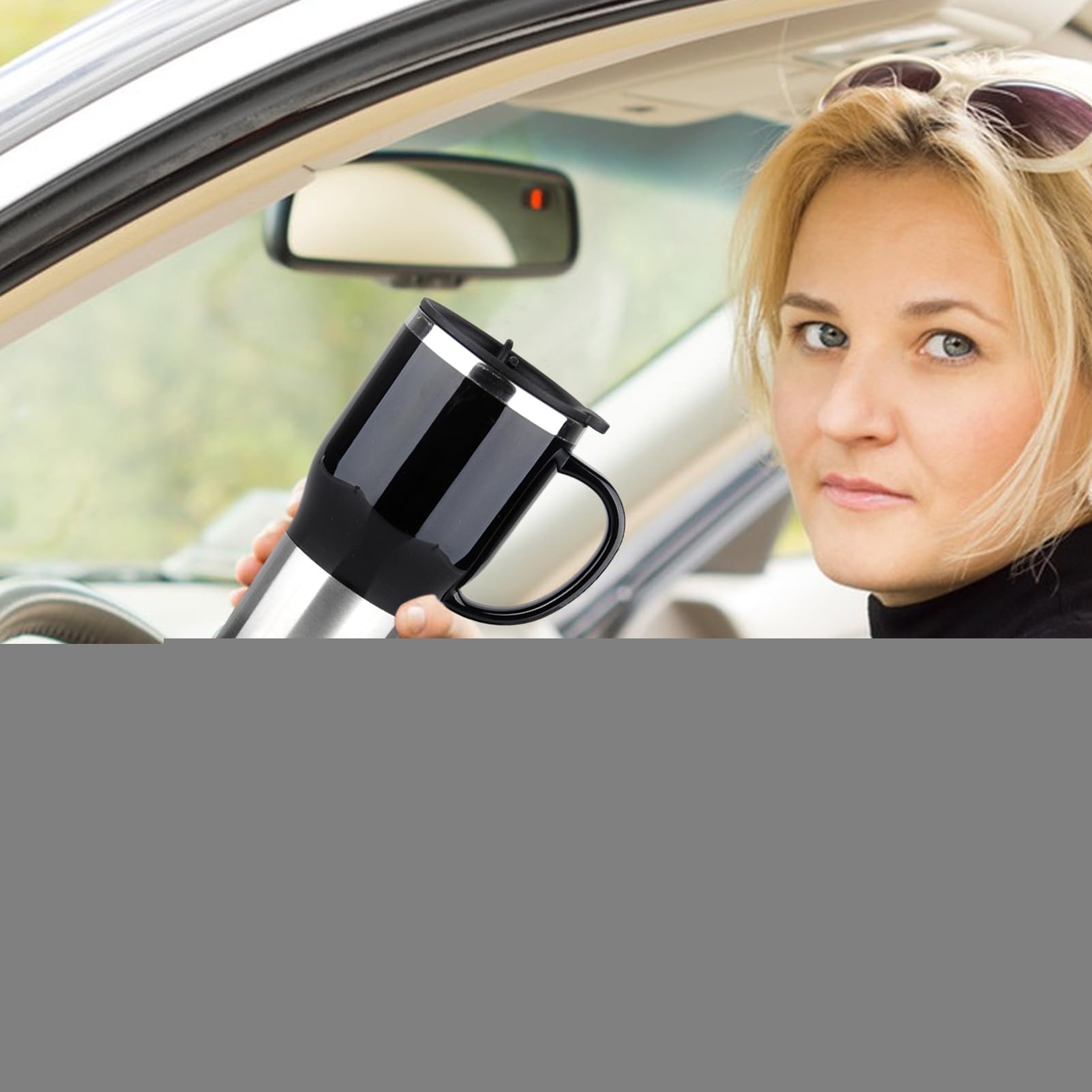 Hervidor de agua para coche, hervidor de agua portátil de 12 V | elegante taza de té de café con asa, 450 ml para hacer té y café