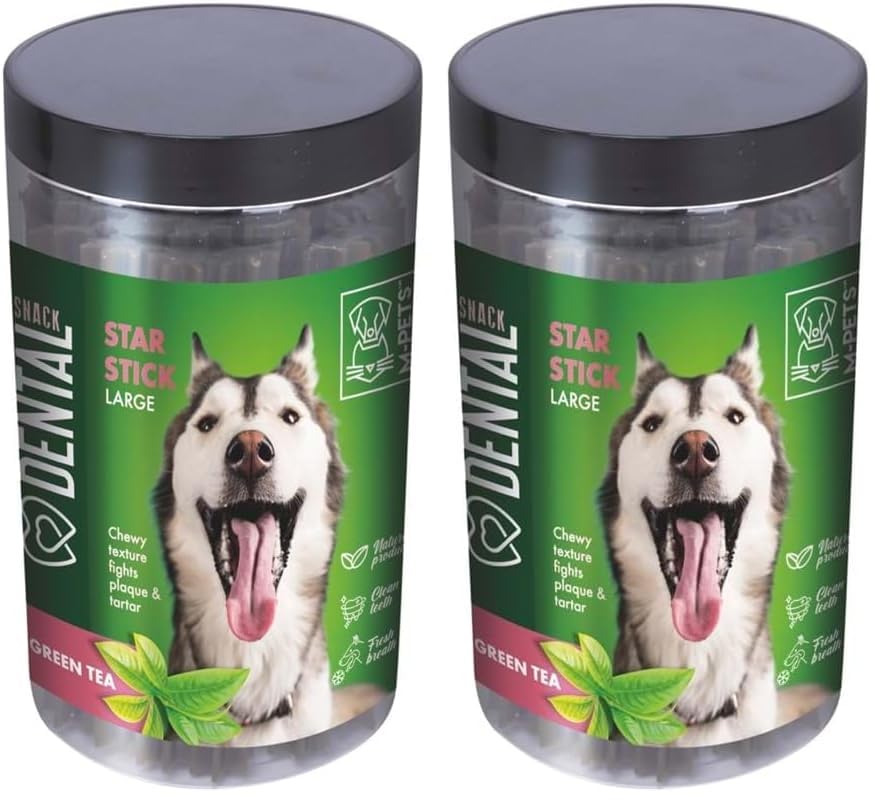 M-PETS DENTAL SNACK GREEN TEA STAR STICK LARGE ÖDÜL 510GR (2 paketi)