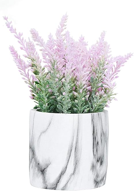 Amazon ラベンダーシミュレーションの花鉢植えの植物 卓上の造花と緑の植物の装飾品 ラベンダーの鉢植えの植物 ミニ盆栽 ピンク フラワーデコレーション オンライン通販