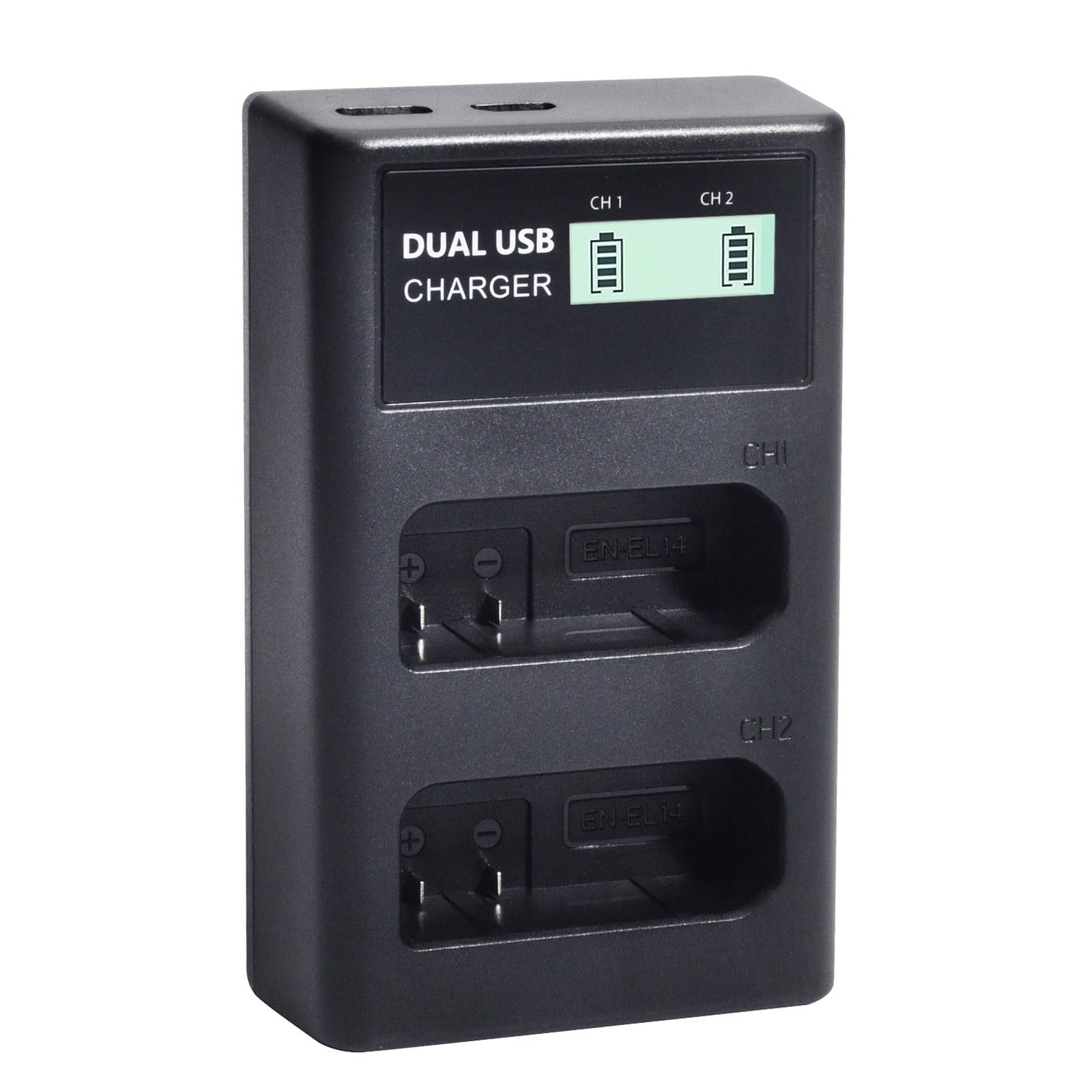 QUMOX EN-EL14 EN-EL14a Batterie (Paquet de 2) et Double Chargeur USB LCD Compact pour Appareil Photo Nikon D5500, D5300, D3300, D5100, D5200, D3100, Nikon DF, D3200, P7100, P7700