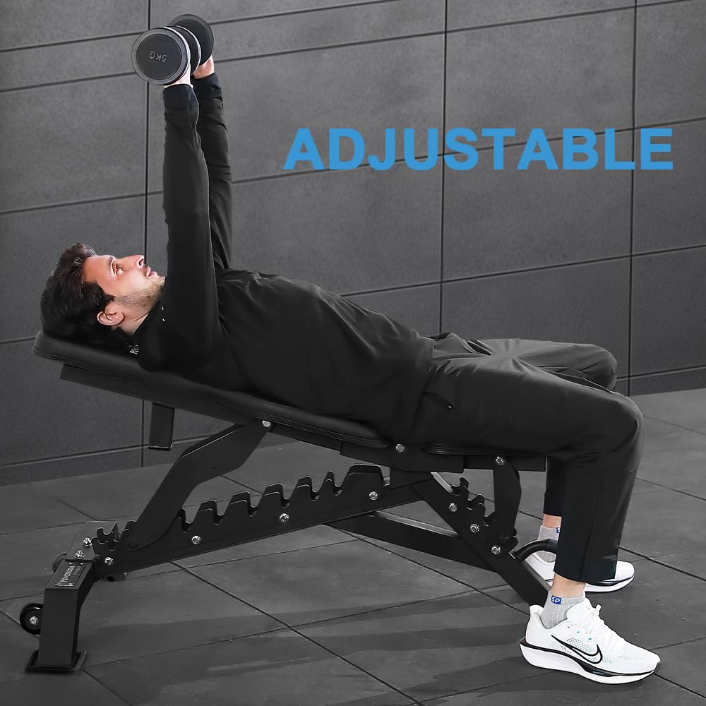 Strength Weight Bench 32 Adjustable Positions Training Benches - Heavy Duty Home Gym Equipment with 1300 LBS Weight Capacity Durable Steel Construction Incline Decline Bench for Full Body Workout