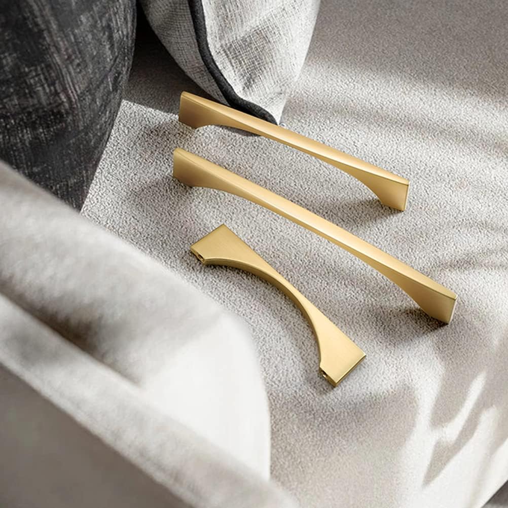 Myxekllo Gold Cabinet Drawer Pulls, Brushed Brass Pulls Handles for Dresser Drawers Bathroom Cabinet Hardware, 4 Pack 224mm Pull