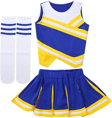 Miniatura 3 de Disfraz de animadora para niños y niñas, 2 piezas, sin mangas, disfraz de líder de animación, cosplay, baile, disfraz elegante