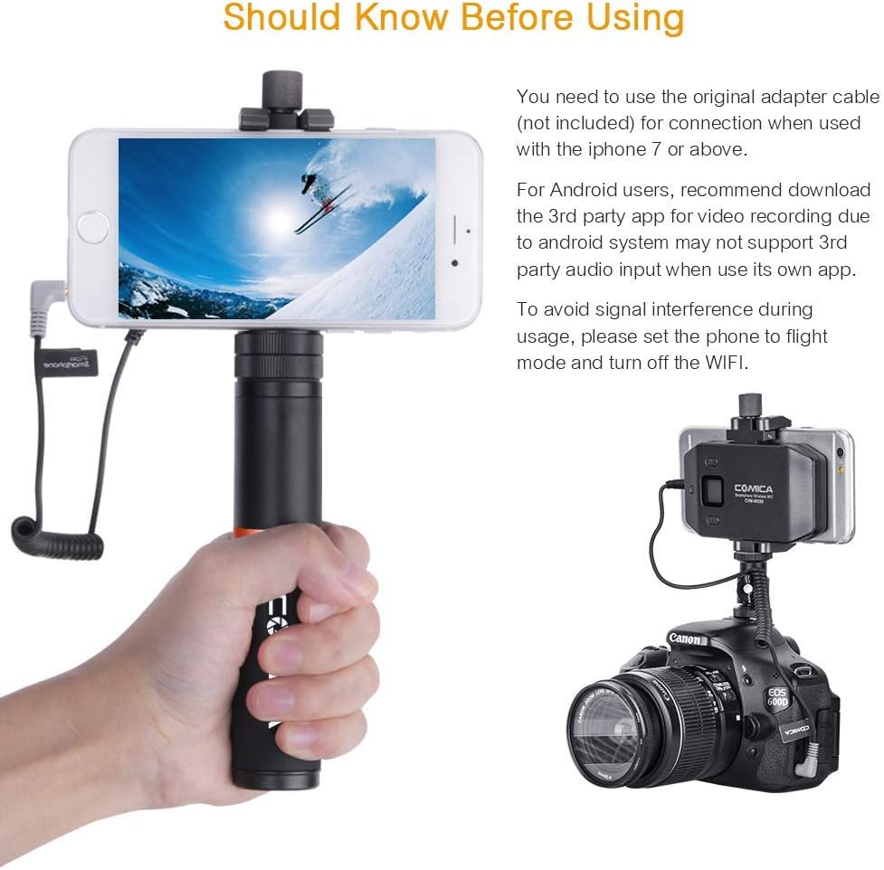 COMICA Video Microphone, CVM-WS50(C) Wireless Lavalier Microphone with Mini Tripod, Wireless Lapel Mic for iPhone Samsung Galaxy Note BLU Moto Phone/YouTube Interview Video Recording…