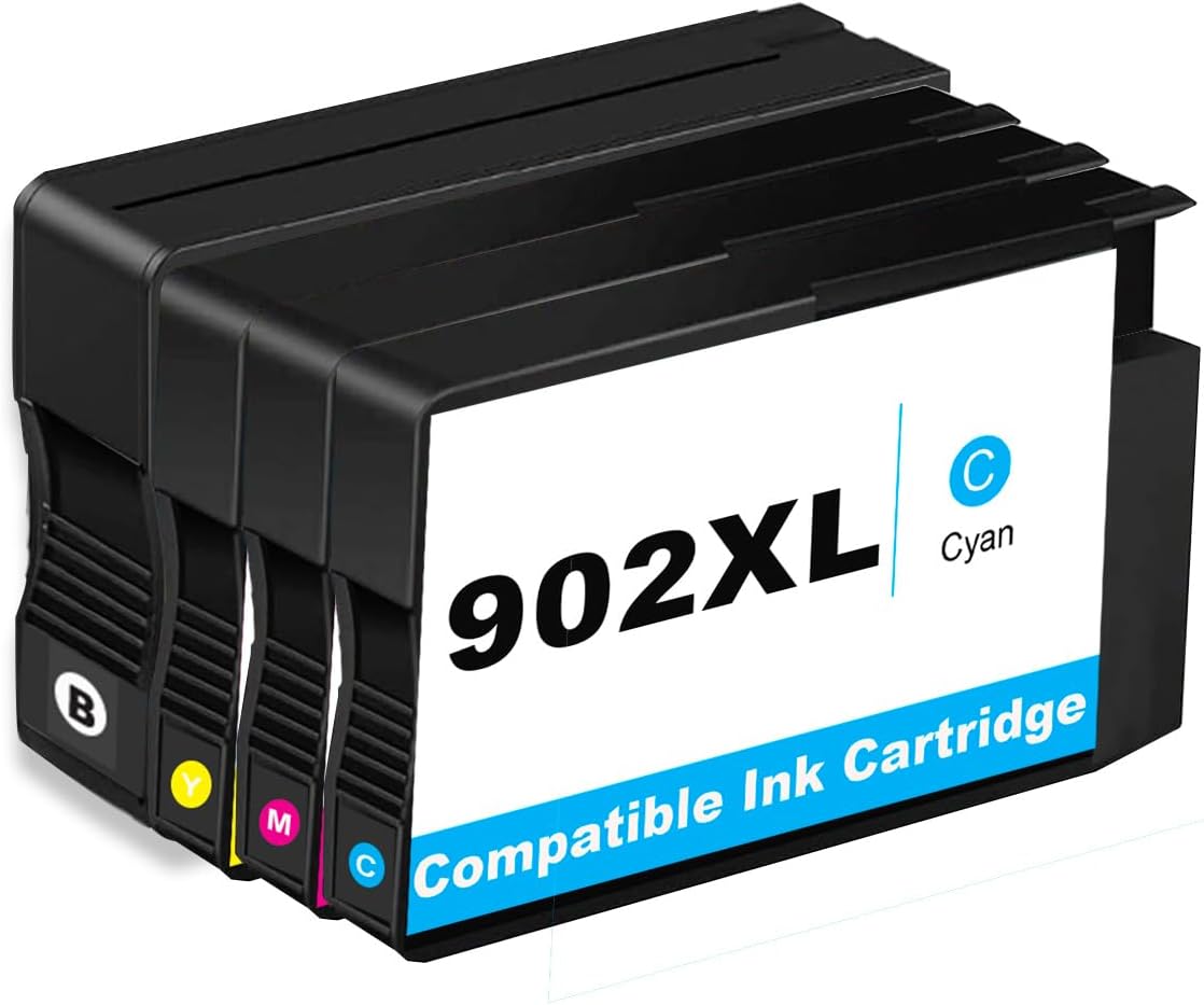 902 XL Ink Cartridges Combo Pack Replacement for HP 902XL Fit for OfficeJet 6978 6968 6958 6970 6960 6975 6962 6950 6954 6951 6956 6961 6963 6964 Printers HP902 HP902XL Black Cyan Magenta Yellow