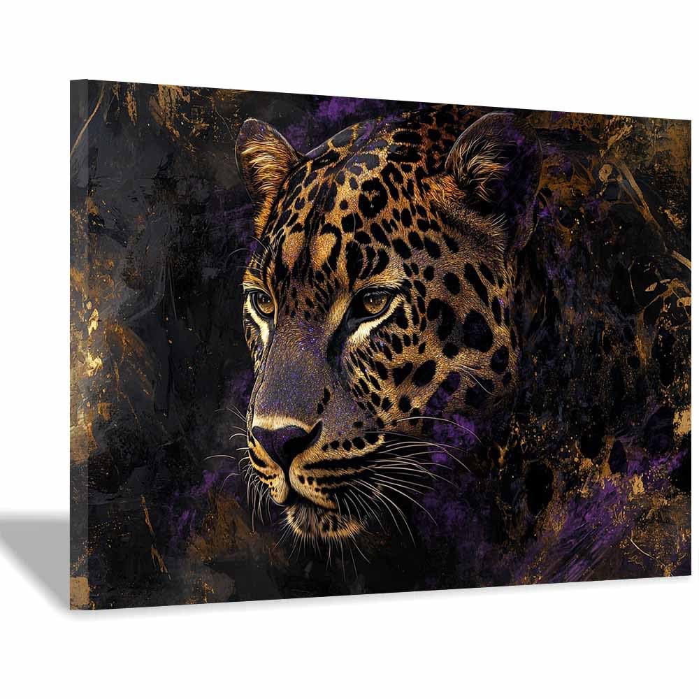 JOSUE Animal Canvas Wall Art Leopard Poster Wall Artworks Pictures for Living Room Bedroom Home Office Decoration(Brown 8)-70x100cm Framed